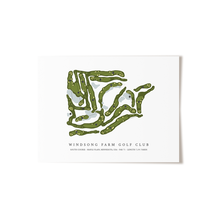 Windsong Farm Golf Club - South Course | Golf Course Map | Unframed