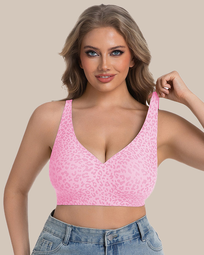 Wireless Leopard V-Neck Contour Bra
