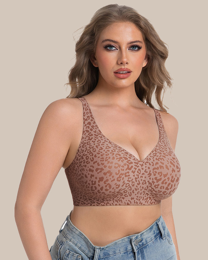 Wireless Leopard V-Neck Contour Bra