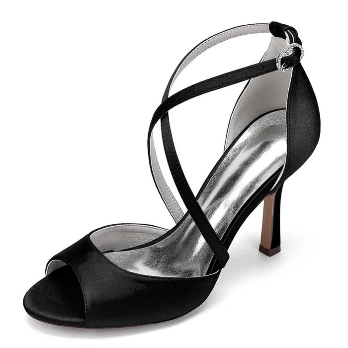 Women Cross Strap Sandals Hand-Made Wedding Shoes Dress Heels