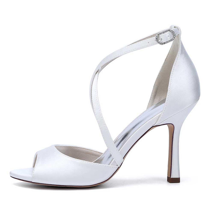 Women Cross Strap Sandals Hand-Made Wedding Shoes Dress Heels