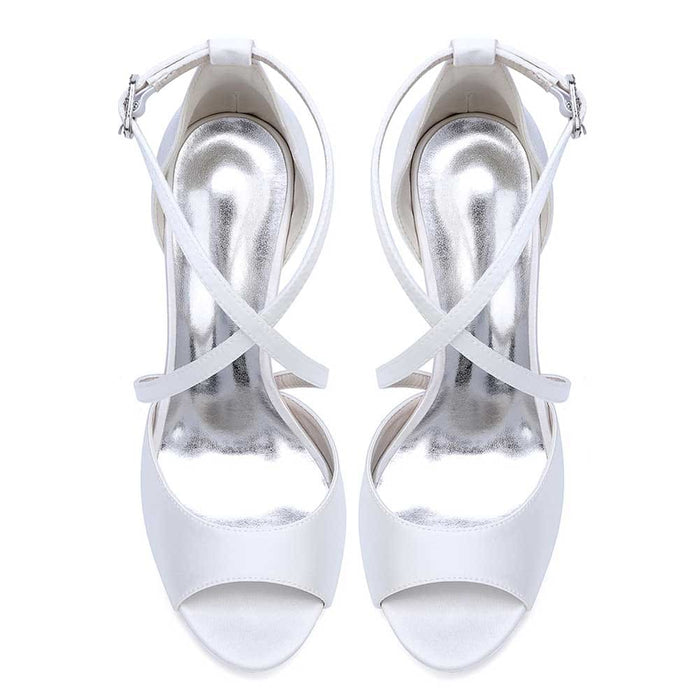 Women Cross Strap Sandals Hand-Made Wedding Shoes Dress Heels