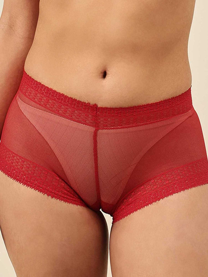 Women Mid-Rise Lace Boy Shorts Panty