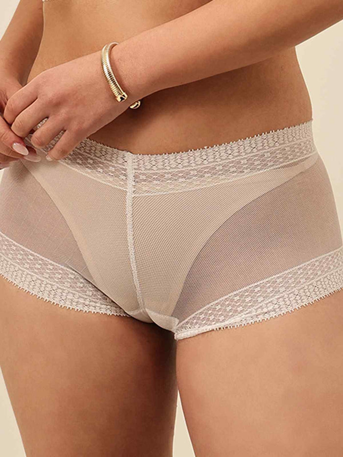 Women Mid-Rise Lace Boy Shorts Panty