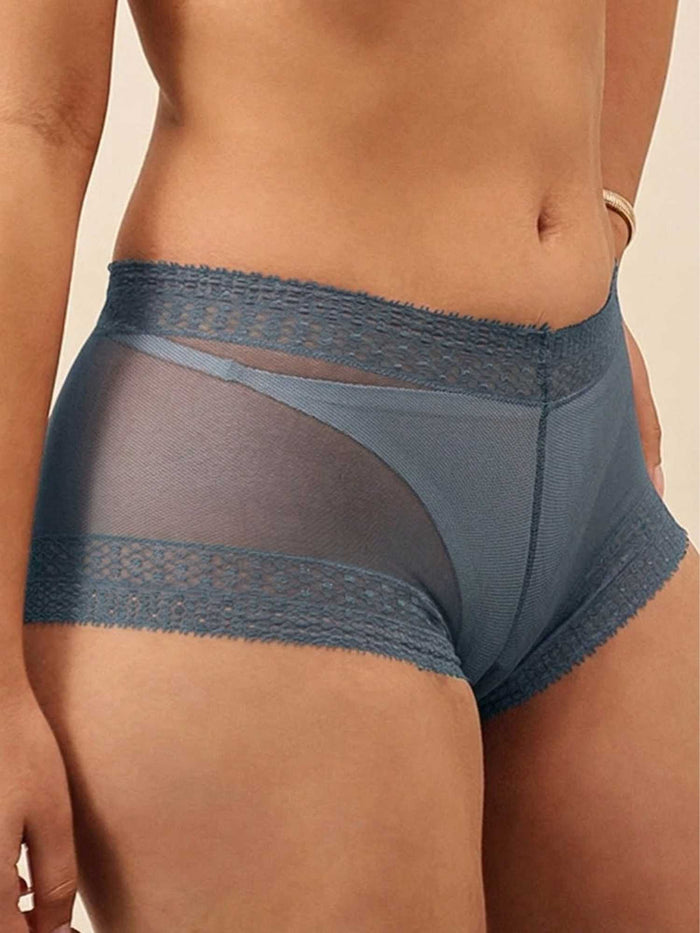 Women Mid-Rise Lace Boy Shorts Panty