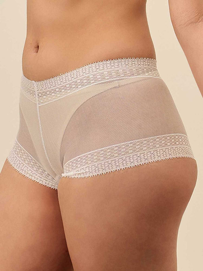 Women Mid-Rise Lace Boy Shorts Panty