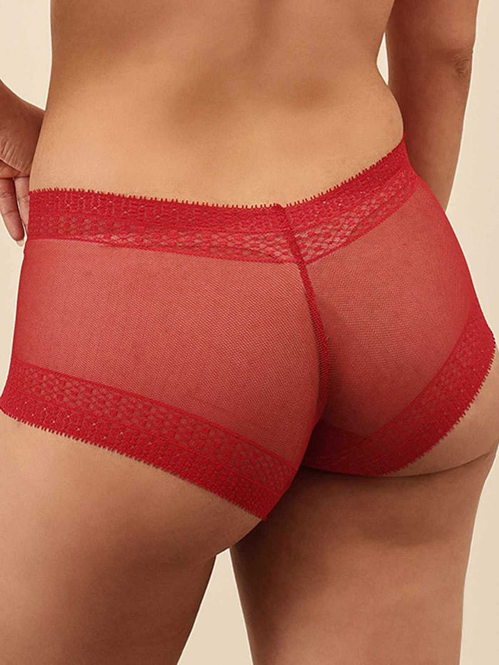 Women Mid-Rise Lace Boy Shorts Panty
