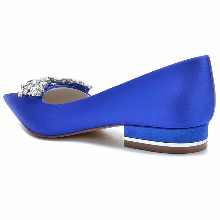 Women Satin Pointed Toe Bridal Shoes with Beads