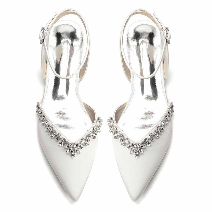 Women's Ankle Strap Block Heel Sandals with Crystal Embellishments