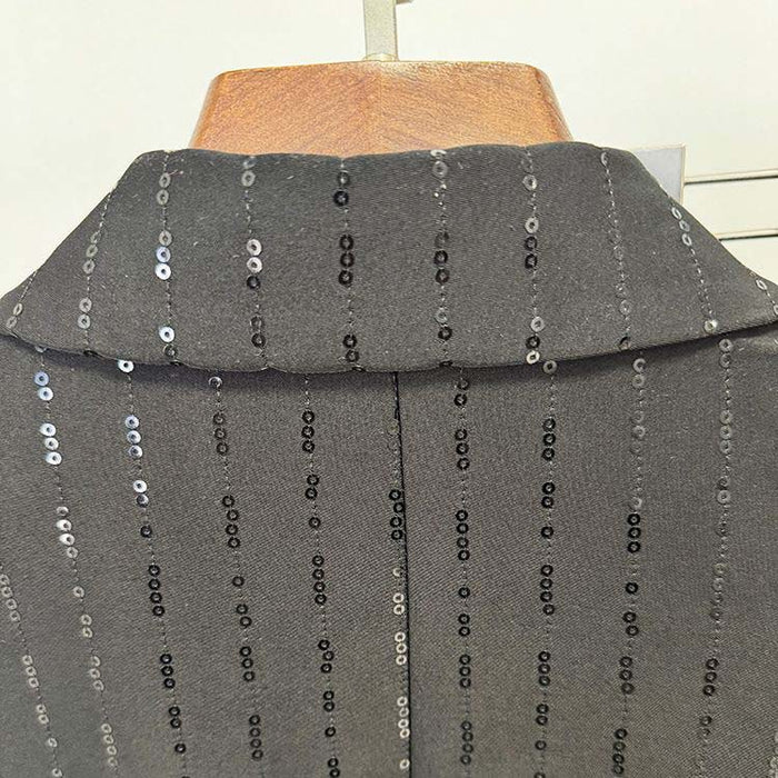 Women's black stripe check pantsuit formal set
