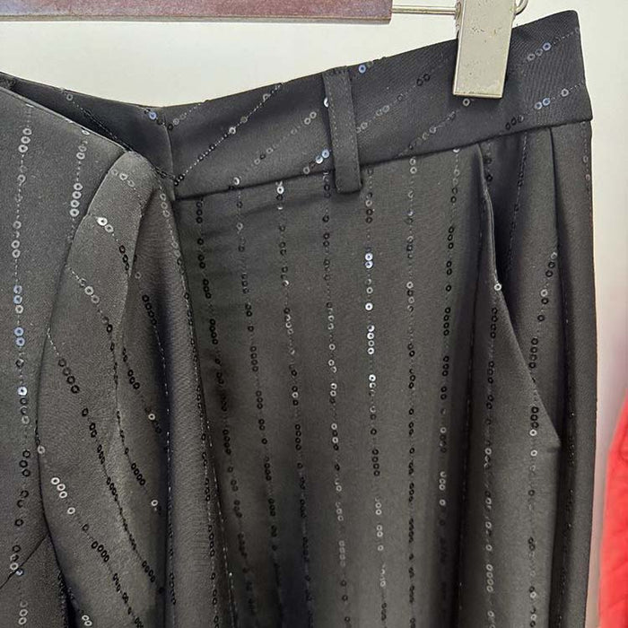 Women's black stripe check pantsuit formal set