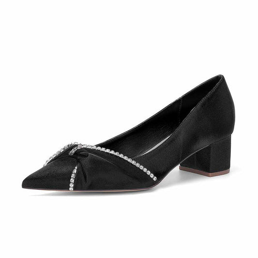 Women's Block Heel Satin Wedding Shoes – Elegant Bridal Footwear for Weddings