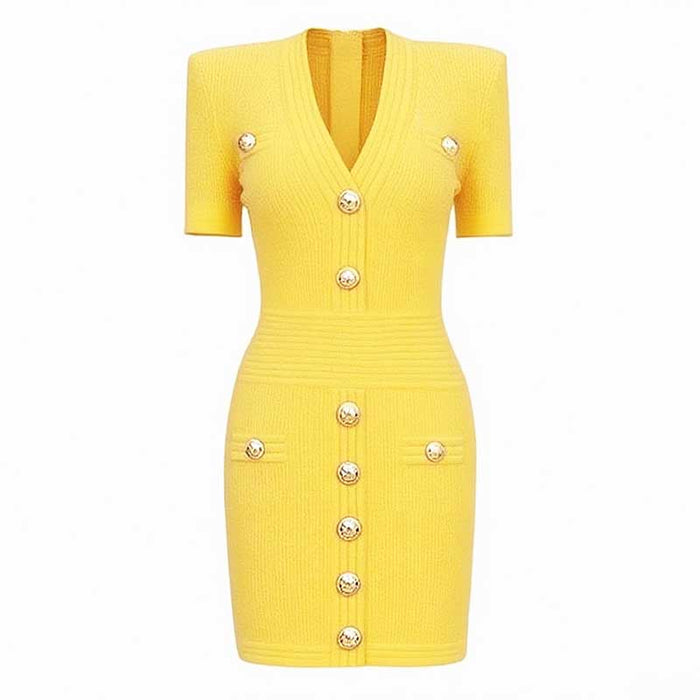 Women's Mini Knit Dress V-Neck