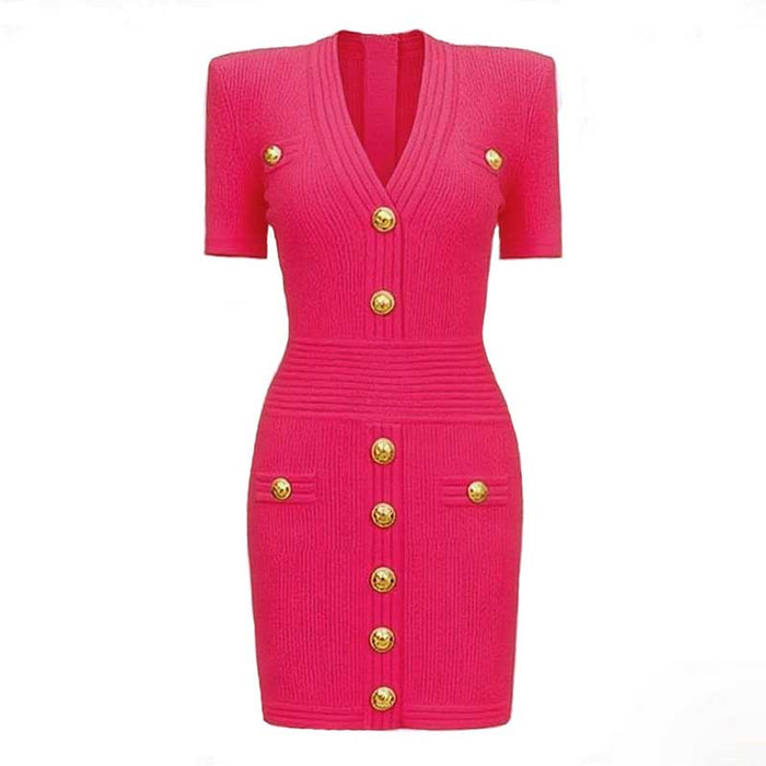 Women's Mini Knit Dress V-Neck