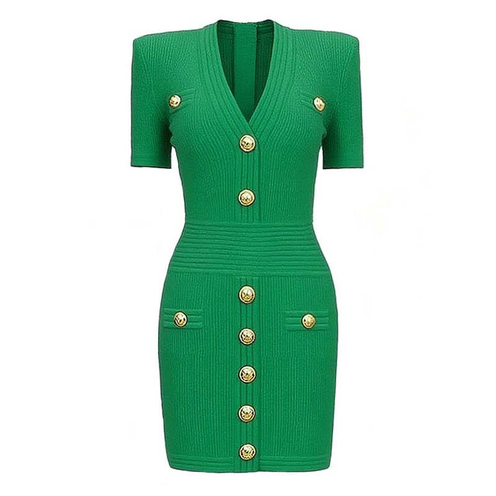 Women's Mini Knit Dress V-Neck