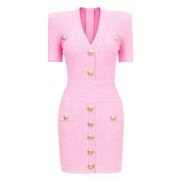 Women's Mini Knit Dress V-Neck