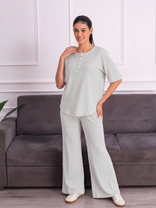 Women’s Premium Grey Waffle Pyjama Set