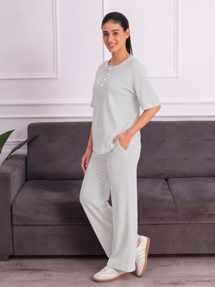 Women’s Premium Grey Waffle Pyjama Set
