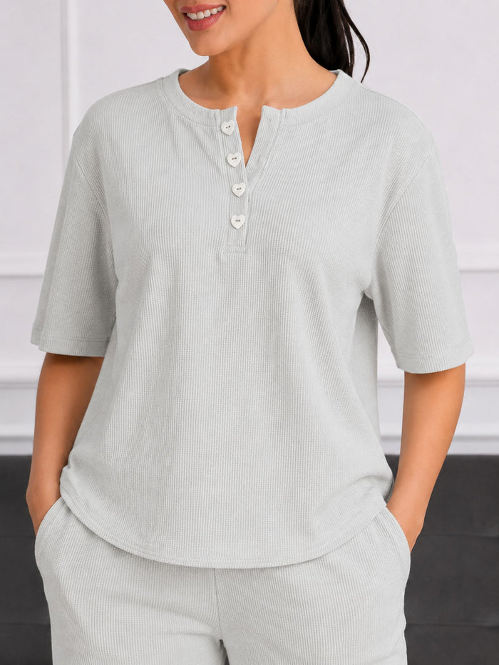 Women’s Premium Grey Waffle Pyjama Set