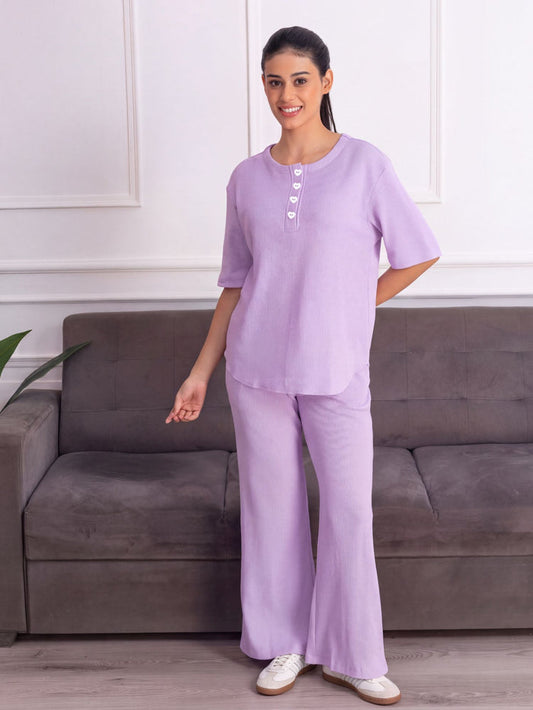 Women’s Premium Lavender Waffle Pyjama Set