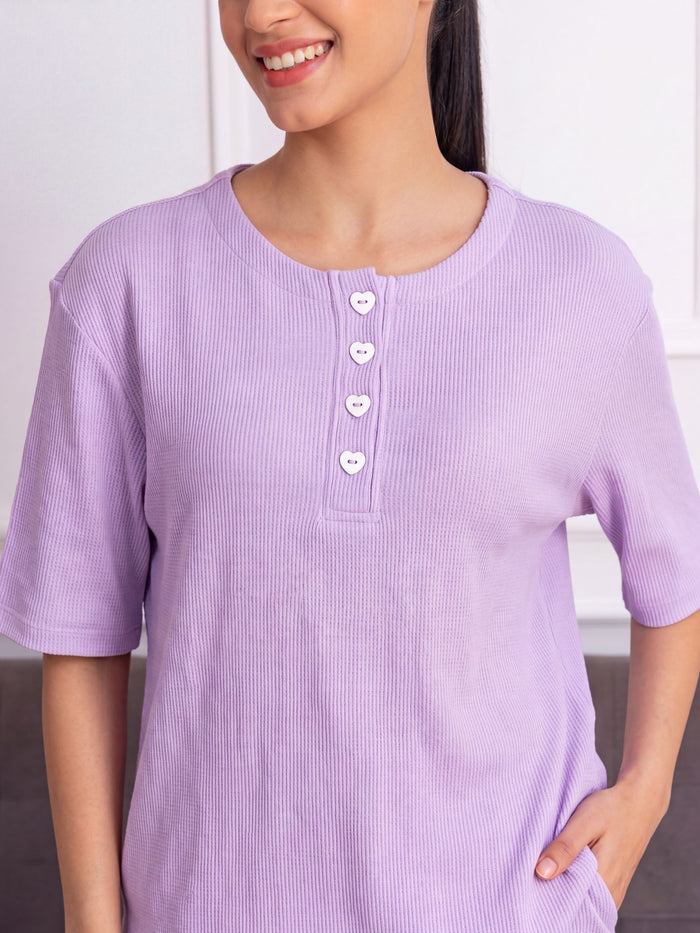 Women’s Premium Lavender Waffle Pyjama Set