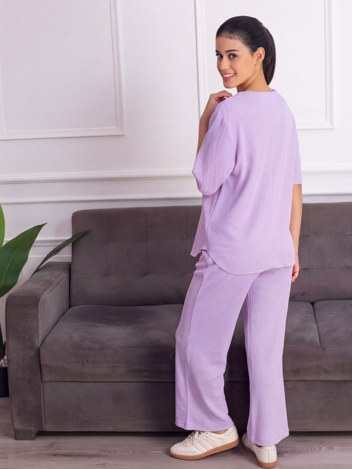 Women’s Premium Lavender Waffle Pyjama Set