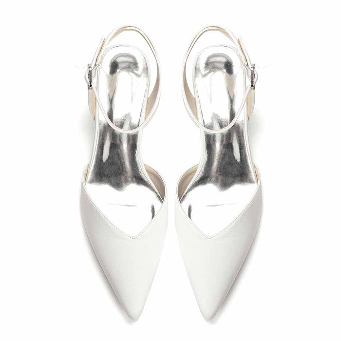 Women's Satin Ankle Strap Block Heel Pumps | Pointed Toe Elegant Shoes
