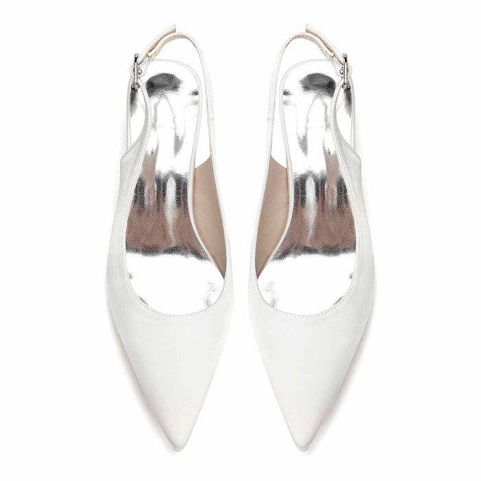 Women's Satin Point Toe Slingback Mid Heel Sandals | Wedding Party Shoes for Brides