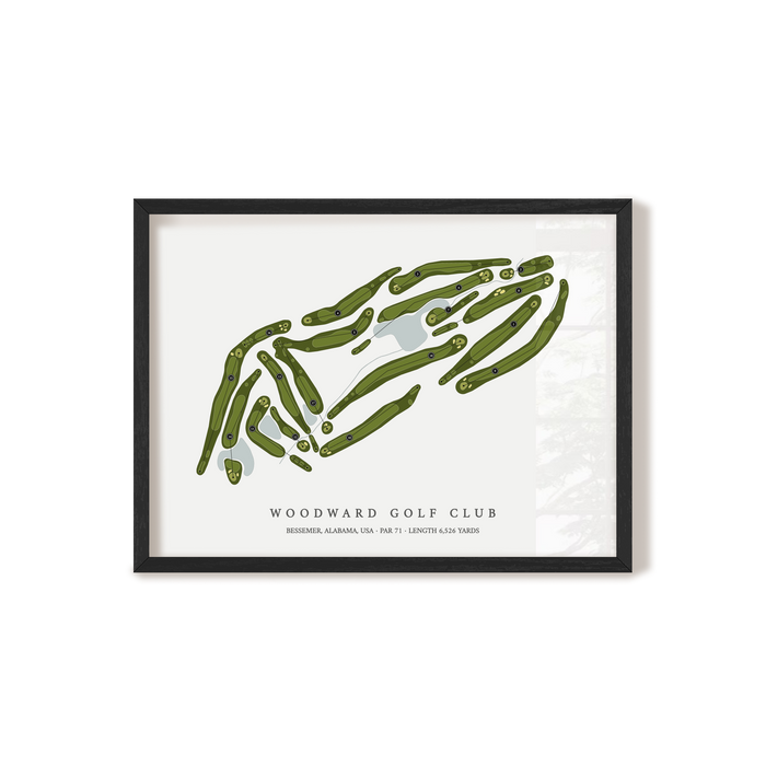 Woodward Golf Club | Golf Course Map | Black Frame