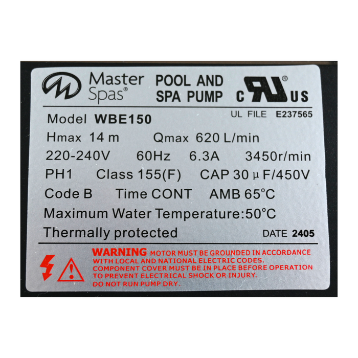 x320559 6 3 amp 1 speed wow 12 oclock pump