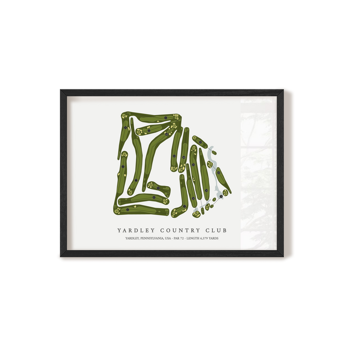 Yardley Country Club | Golf Course Map | Black Frame