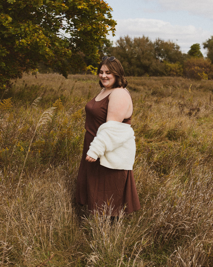Yasameen Slip Dress in Chocolate - Laluxe Femme