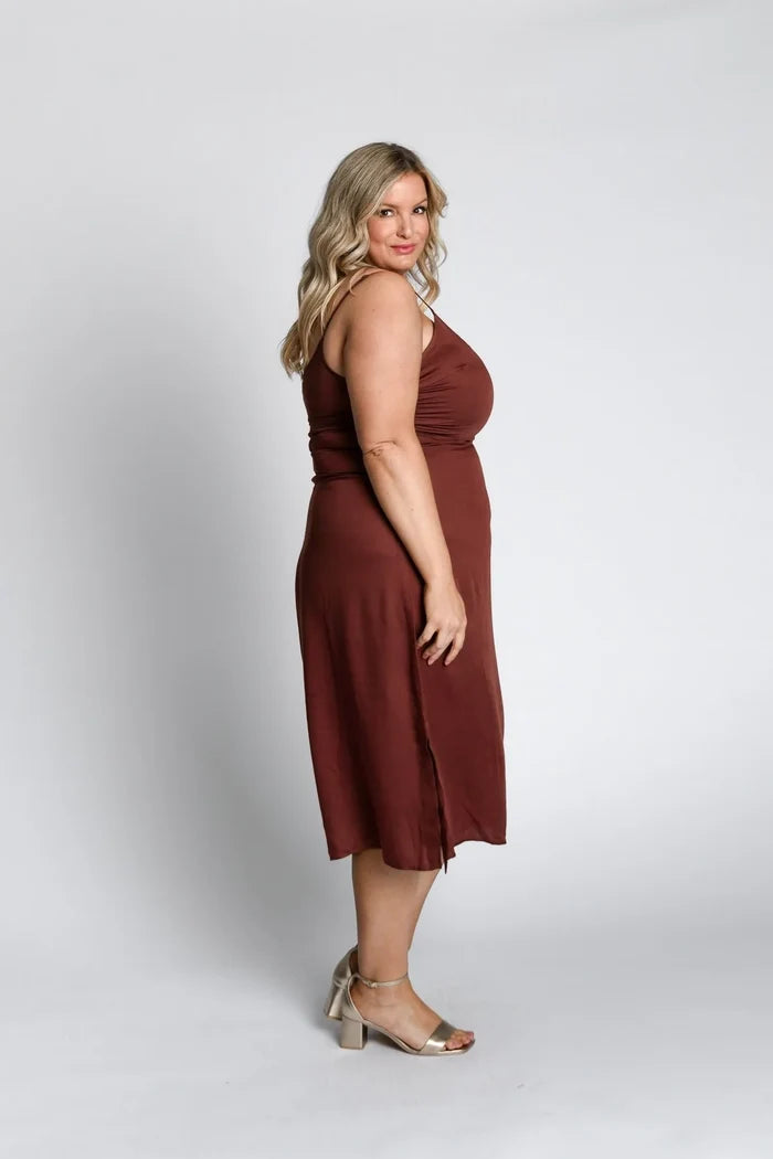Plus Size Slip Dress Chocolate Brown | Plus Size Sustainable Fashion