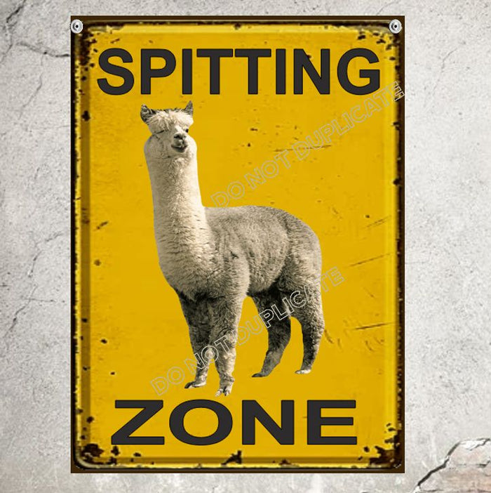 Zoo Sign Notice Spitting Zone Llama Sign Alpaca - Wainfleet Trading Post